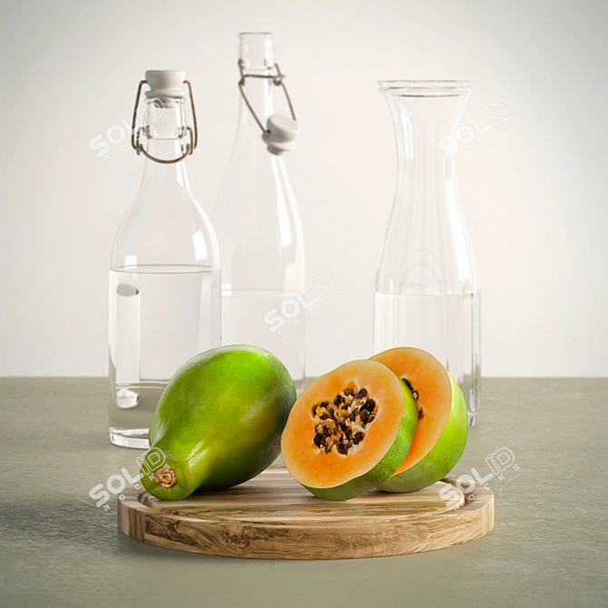 Papaya Blast: Juicy Goodness in a Bottle 3D model image 3