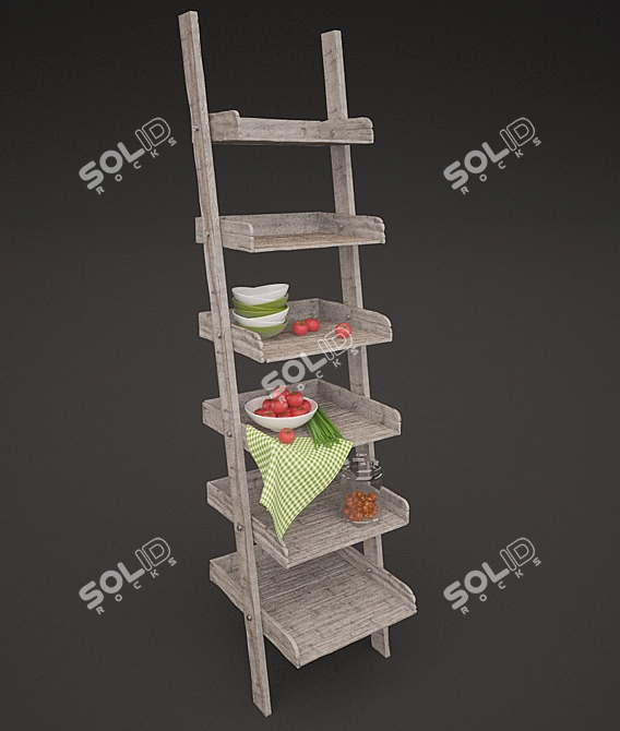 Rustic Staircase Shelf 3D model image 1