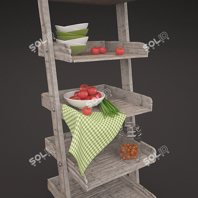 Rustic Staircase Shelf 3D model image 2