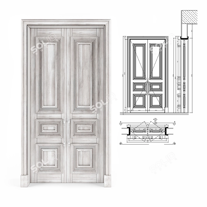 Title: Classic Wooden Door 3D model image 1