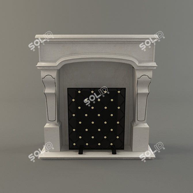 Elegant Marble Fireplace 3D model image 2