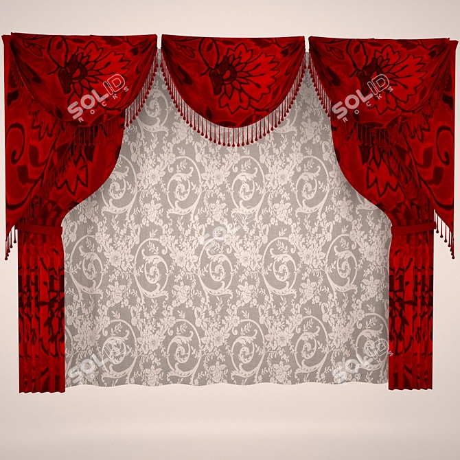 Elegant Sheer Window Curtains 3D model image 1