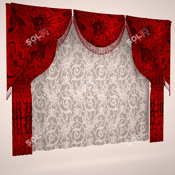 Elegant Sheer Window Curtains 3D model image 2