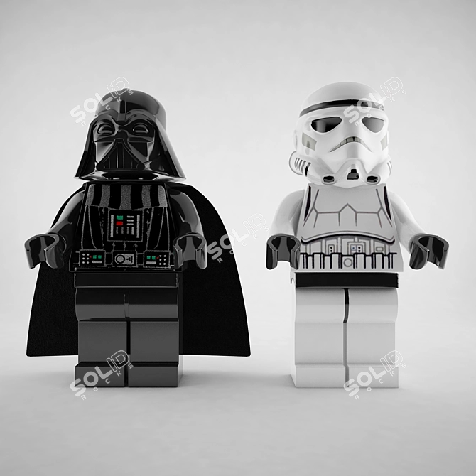 Intergalactic Battle: Darth Vader & Stormtrooper 3D model image 1