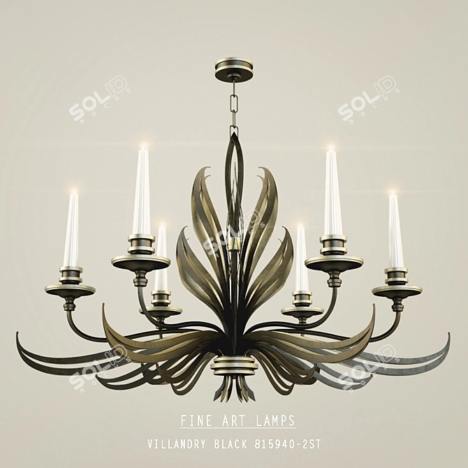 Elegant VILLANDRY BLACK Chandelier 3D model image 1