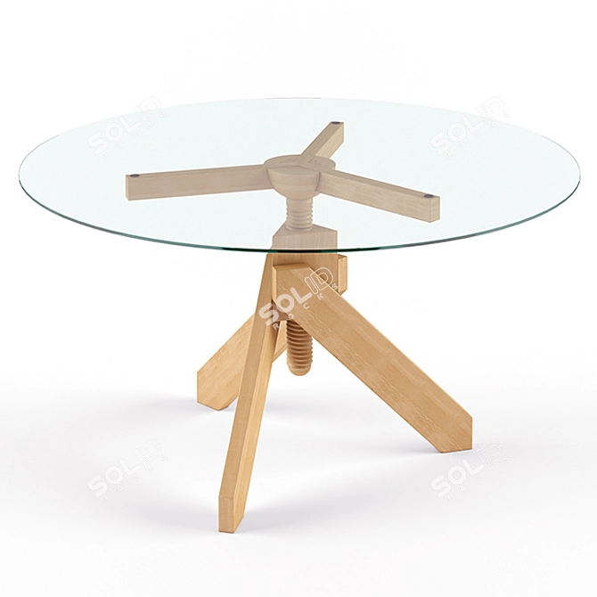 Minimalist Wooden Dining Table 3D model image 1