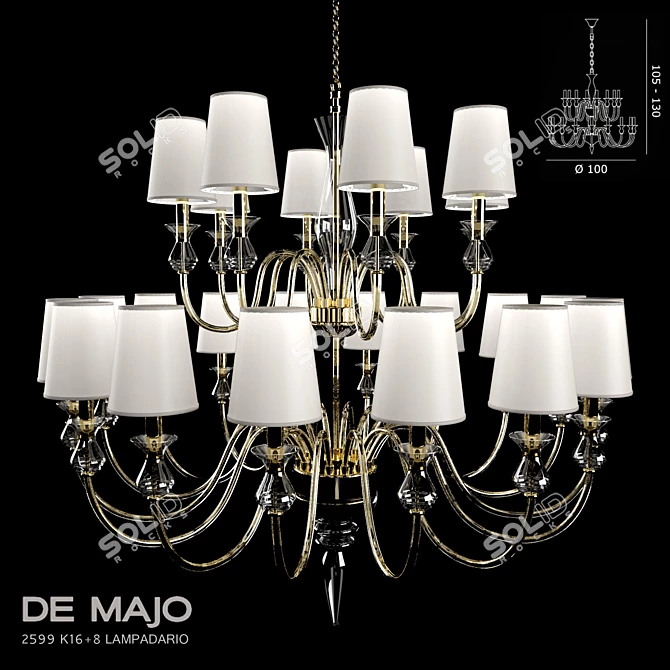 Elegant Amber Glass Chandelier 3D model image 1