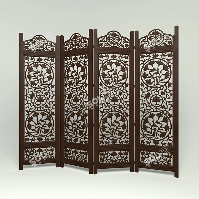 Wooden Decorative Partition 3D model image 1