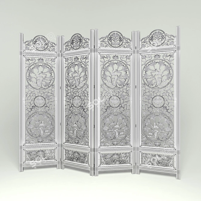 Wooden Decorative Partition 3D model image 2