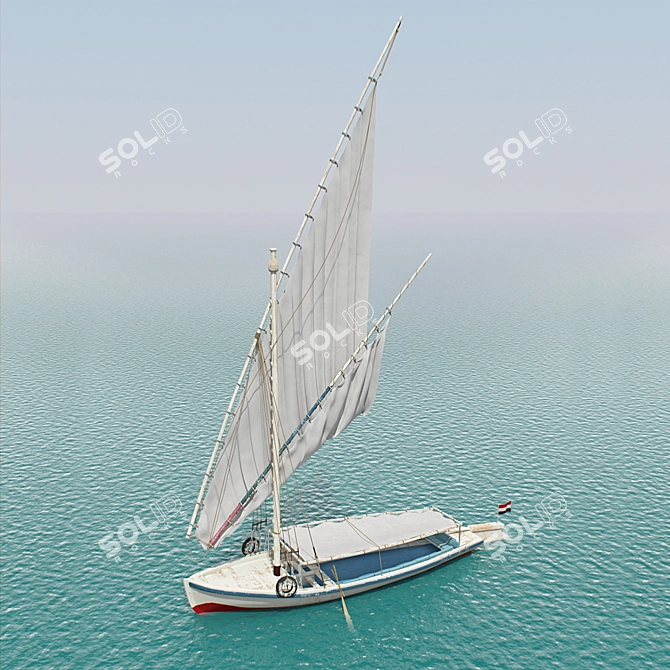 Felucca: Timeless Decked Sailboat 3D model image 2
