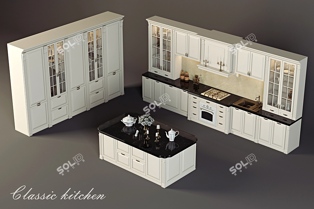 Elegant Traditional Kitchen 3D model image 1