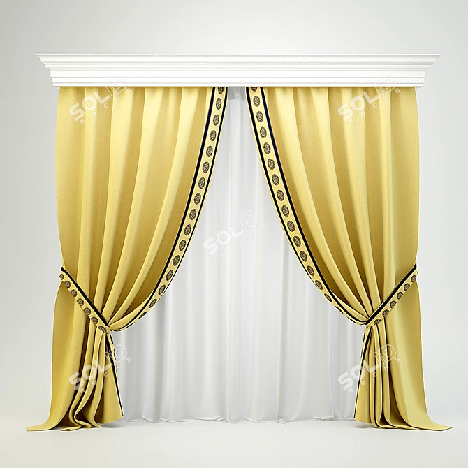 Elegant Drapes in Classic Style 3D model image 1