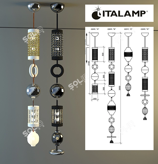 Odette Odile Chandelier: Elegant Italian Craftsmanship 3D model image 1