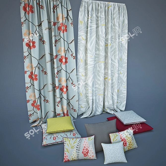 Harlequin Fabrics: Pillows & Curtains 3D model image 2