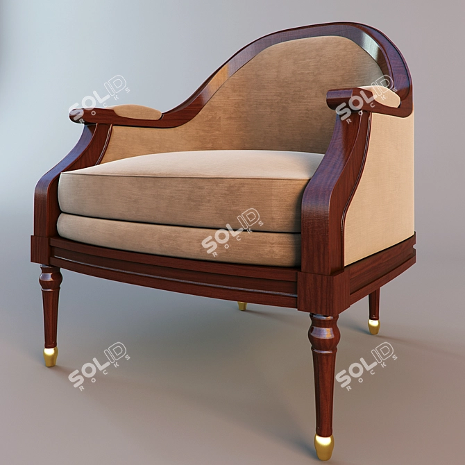 Elegant Armchair and Stool 3D model image 3