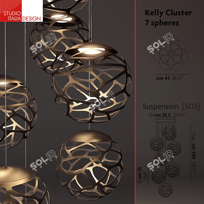 Kelly Cluster Pendant: Elegant and Versatile 3D model image 1