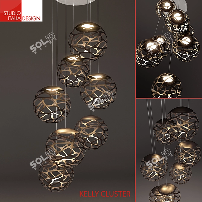Kelly Cluster Pendant: Elegant and Versatile 3D model image 2