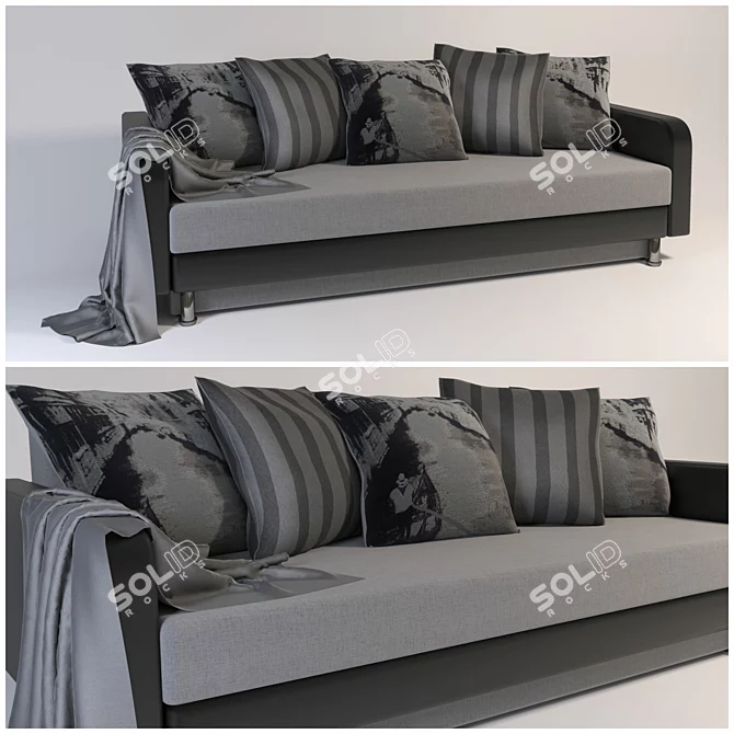 Sleek Monochrome Sofa 3D model image 1