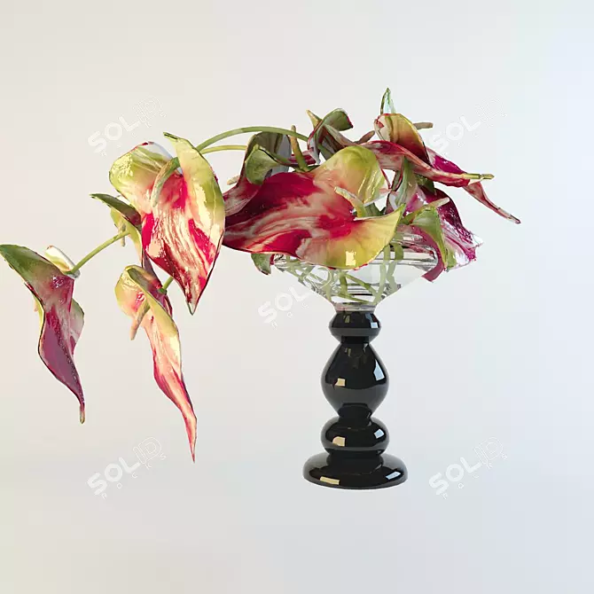 Elegant Calla Lily Vase 3D model image 1