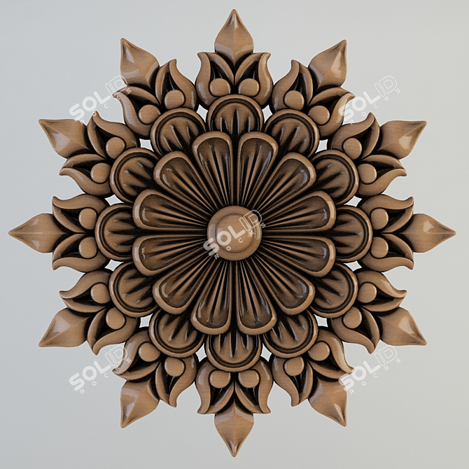 Elegant Floral Decor Rosette 3D model image 1