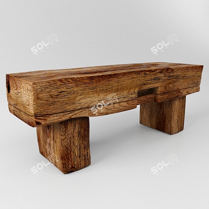 Wooden Entryway Bench 3D model image 1