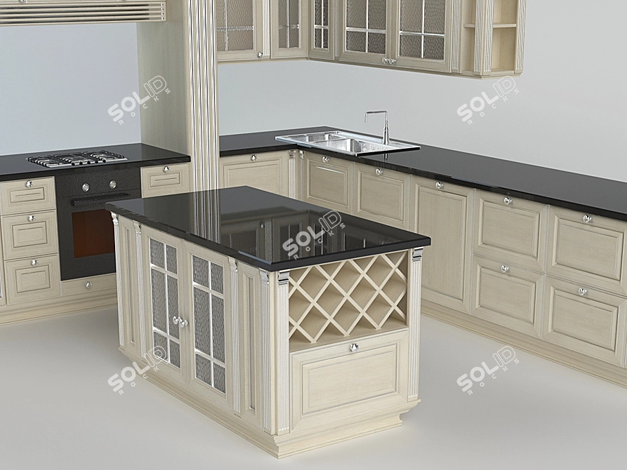 Wooden Kitchen - Beautiful Texture 3D model image 3