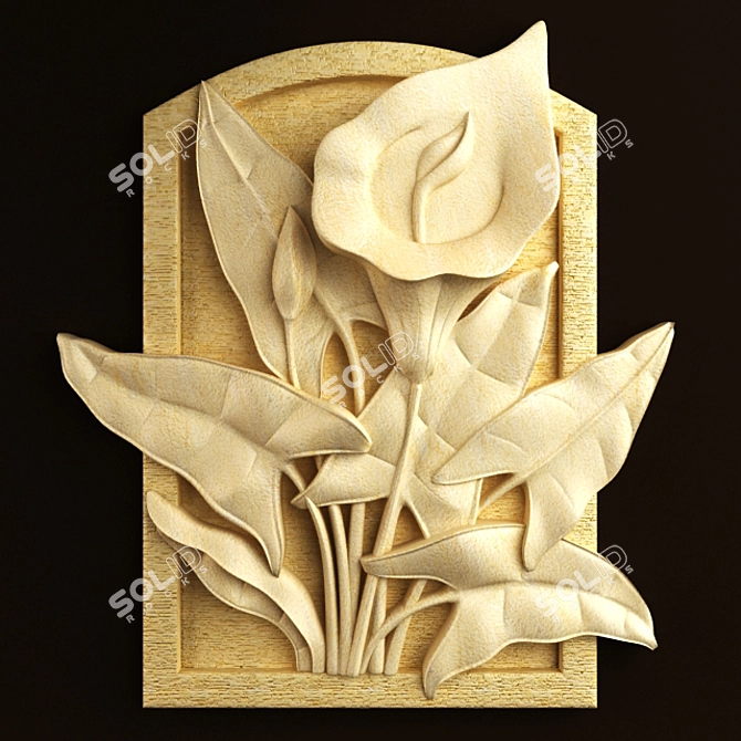 Ethnic Flower Relief Ornament 3D model image 1