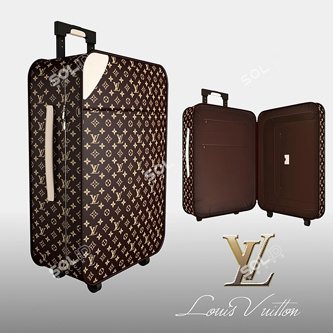 Luxury Louis Vuitton Travel Luggage 3D model image 1