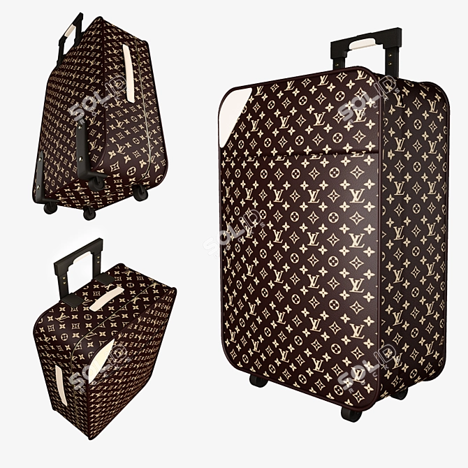 Luxury Louis Vuitton Travel Luggage 3D model image 2