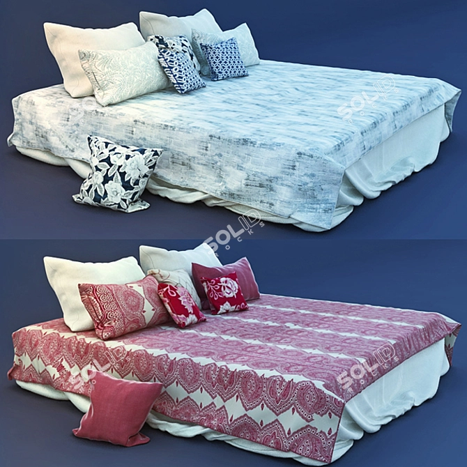 Premium Bed Linens: Two Fabric Variations 3D model image 1