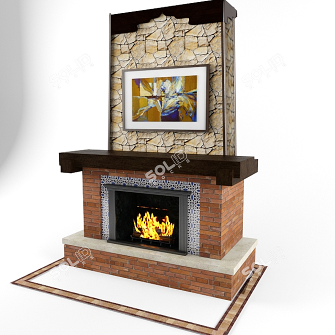  Oriental Style Fireplace 3D model image 1