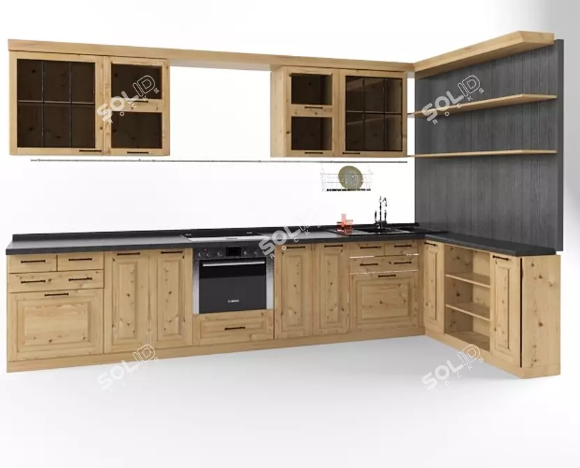 Textured Kitchen 3D model image 1