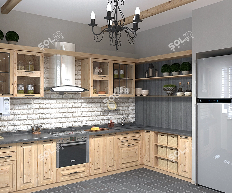 Textured Kitchen 3D model image 2