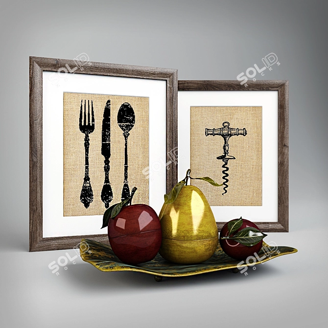 Artificial Fruit Decor Set 3D model image 1