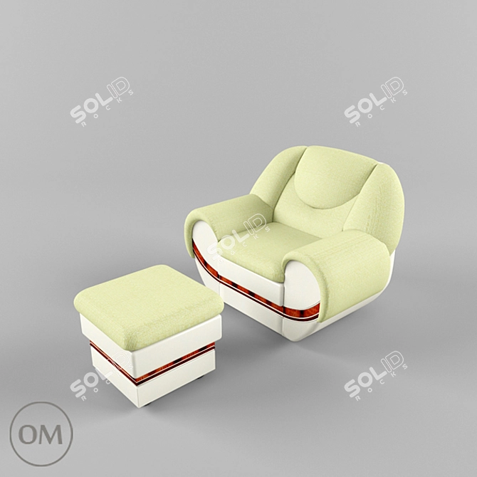 Modular Sofa Set with Ottoman and Armchair 3D model image 2