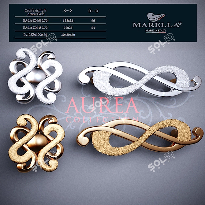 Luxury Gold Furniture Handles 3D model image 1