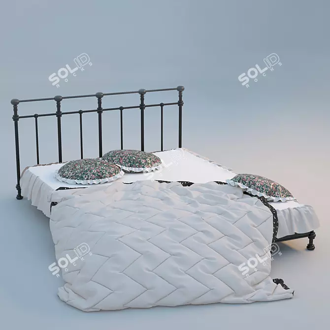 Dream Slumber: Russian-English Compatible Bed 3D model image 1