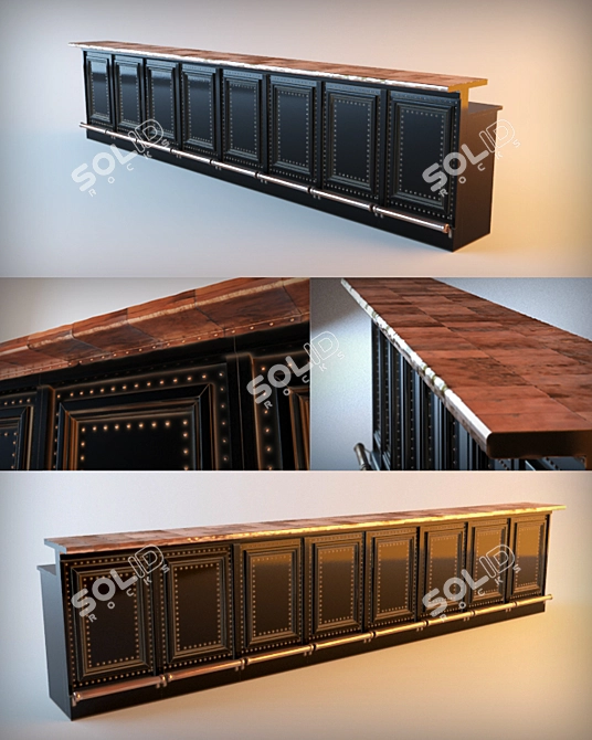 Copper-Finished Bar: Stylish and Durable 3D model image 1