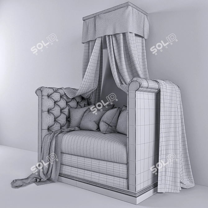 Canopied Comfort Sofa: Plush, Pillowed, and Picture-Perfect 3D model image 2