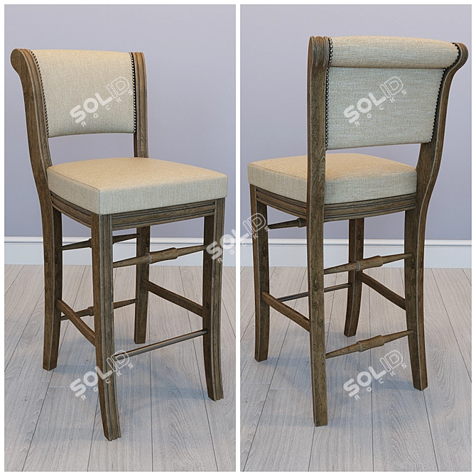 BJ VIP Bar Stool: Sleek & Stylish 3D model image 1