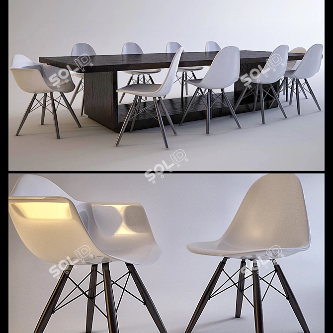 Modern Dining Set 3D model image 1