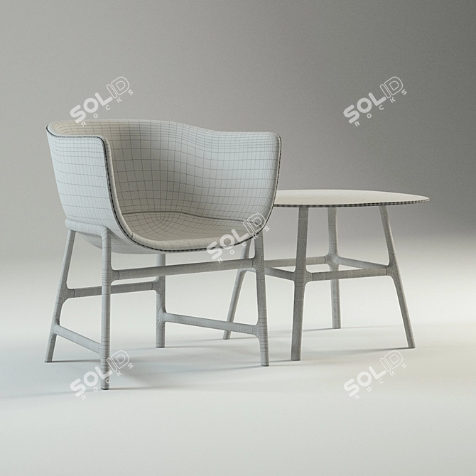  Petite Table & Chair Set: High-Quality 3D Model 3D model image 2