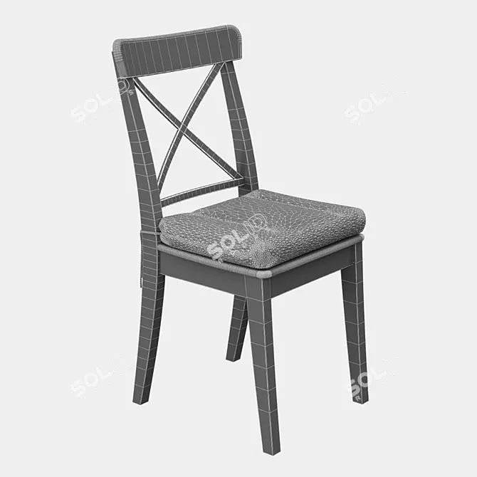 Comfort and Style: Ikea Ingolf Chair with Ulla-May Pillow 3D model image 3