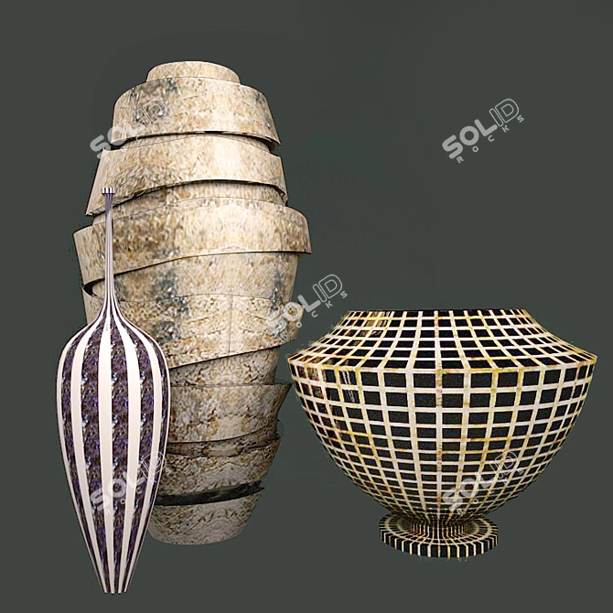 Sleek Coral Spiral Vases 3D model image 1