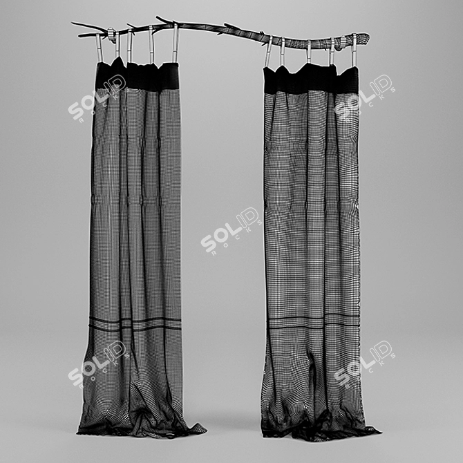 Elegant Drapery Sheer Curtains 3D model image 2
