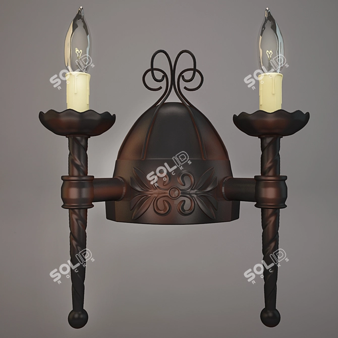 Elegant Iron Wall Sconce 3D model image 1