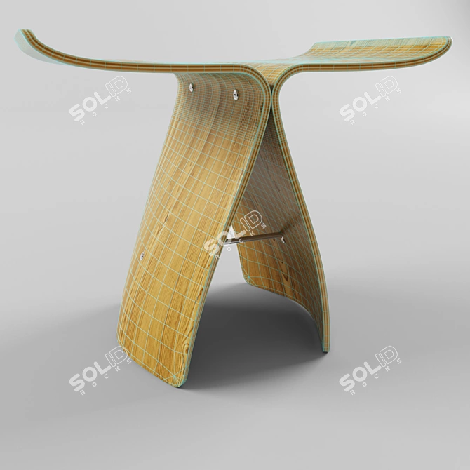 Elegant Butterfly Stool: Japanese Design 3D model image 2