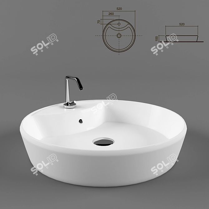 Stylish Stile Sink 09-82 3D model image 1