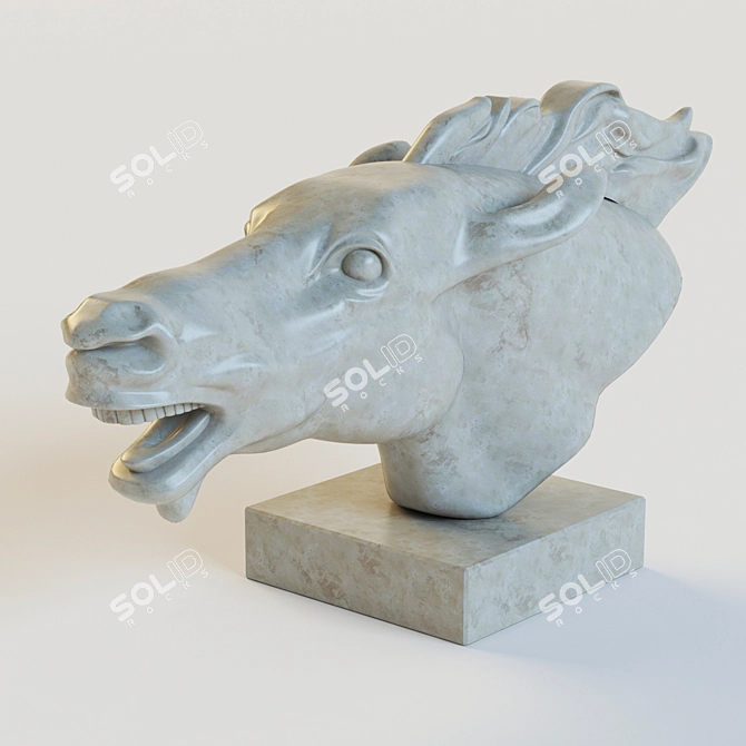 Stone Horse Head Sculpture 3D model image 2
