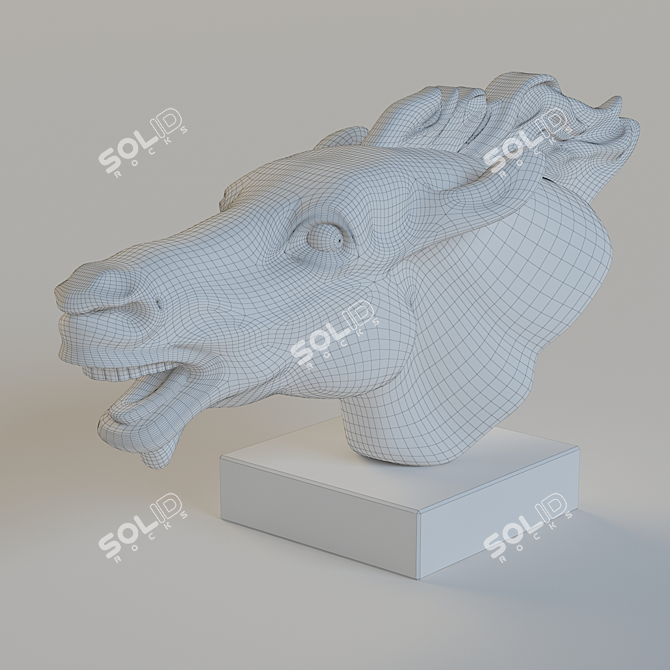 Stone Horse Head Sculpture 3D model image 1